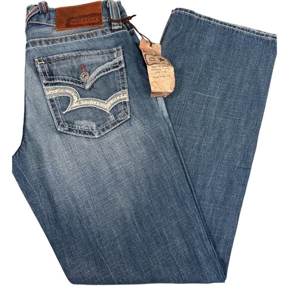 Big Star Mens 30R Denim Jeans Medium Wash Y2K 90s Office Casual Travel Comfort - Picture 1 of 12
